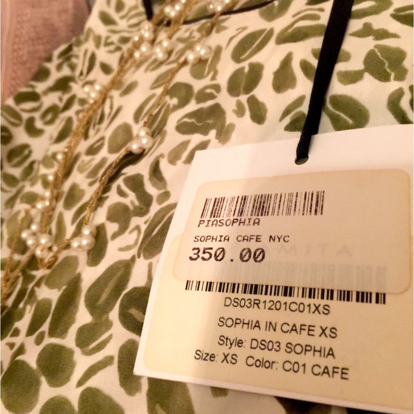 NWT Piamita 100% Silk Long Sleeve Patterned Dress - Picture 6 of 7